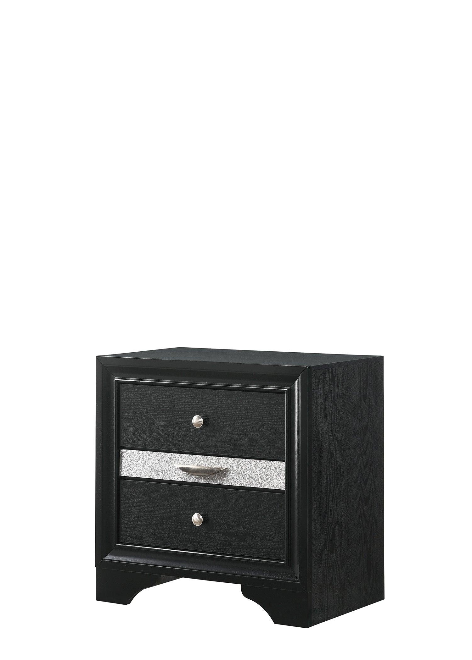 Regata dresser in black and silver with 7 drawers