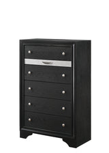 Regata black and silver finish on nightstand drawer