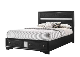 Regata Black and Silver Queen Storage Platform Bed front view