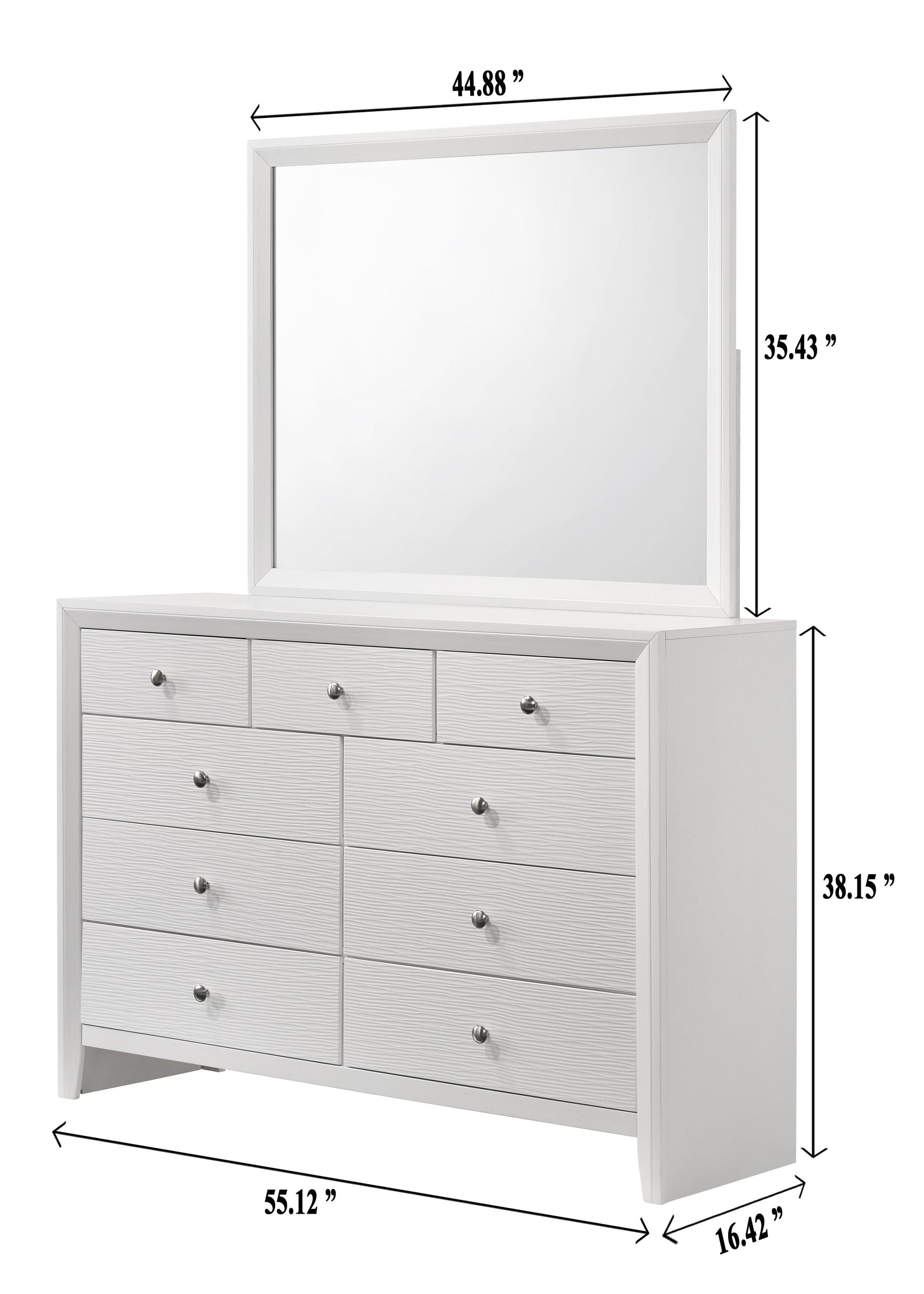 main view of dresser and chest included in Evan White Sleigh Bedroom Set