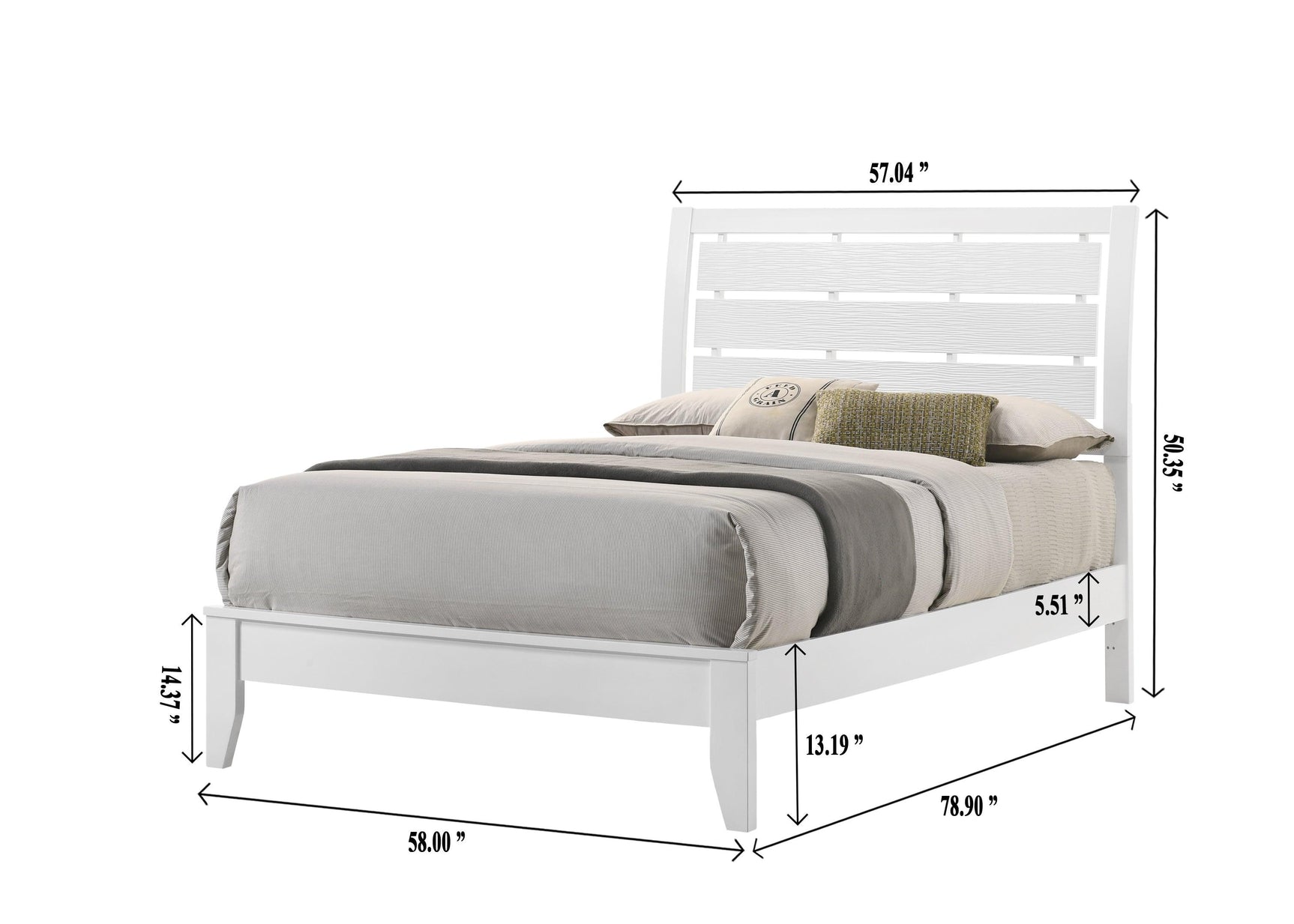 main view of Evan White Full size Sleigh Bedroom Set bed