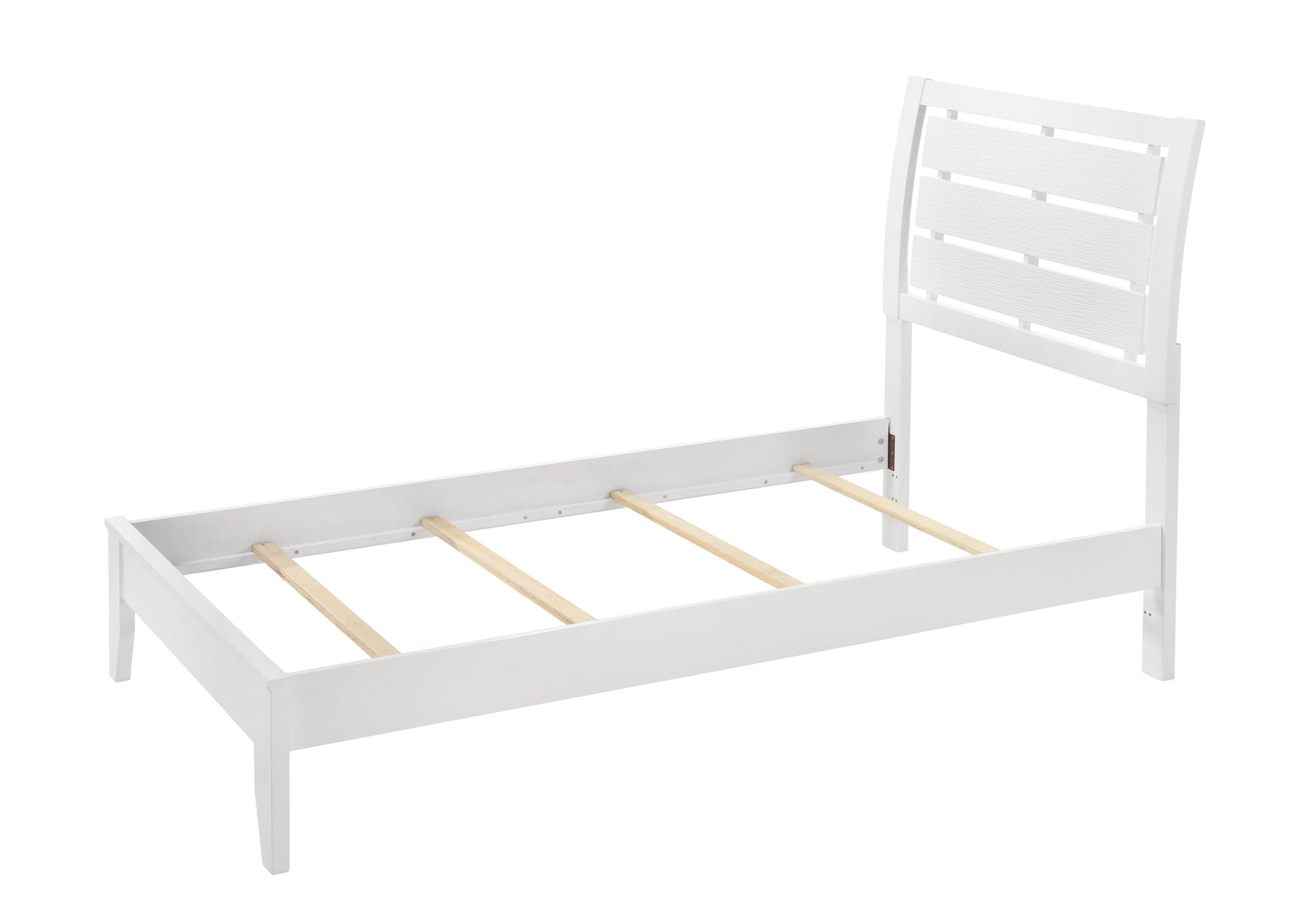 main view of Evan White Twin size Sleigh Bedroom Set bed