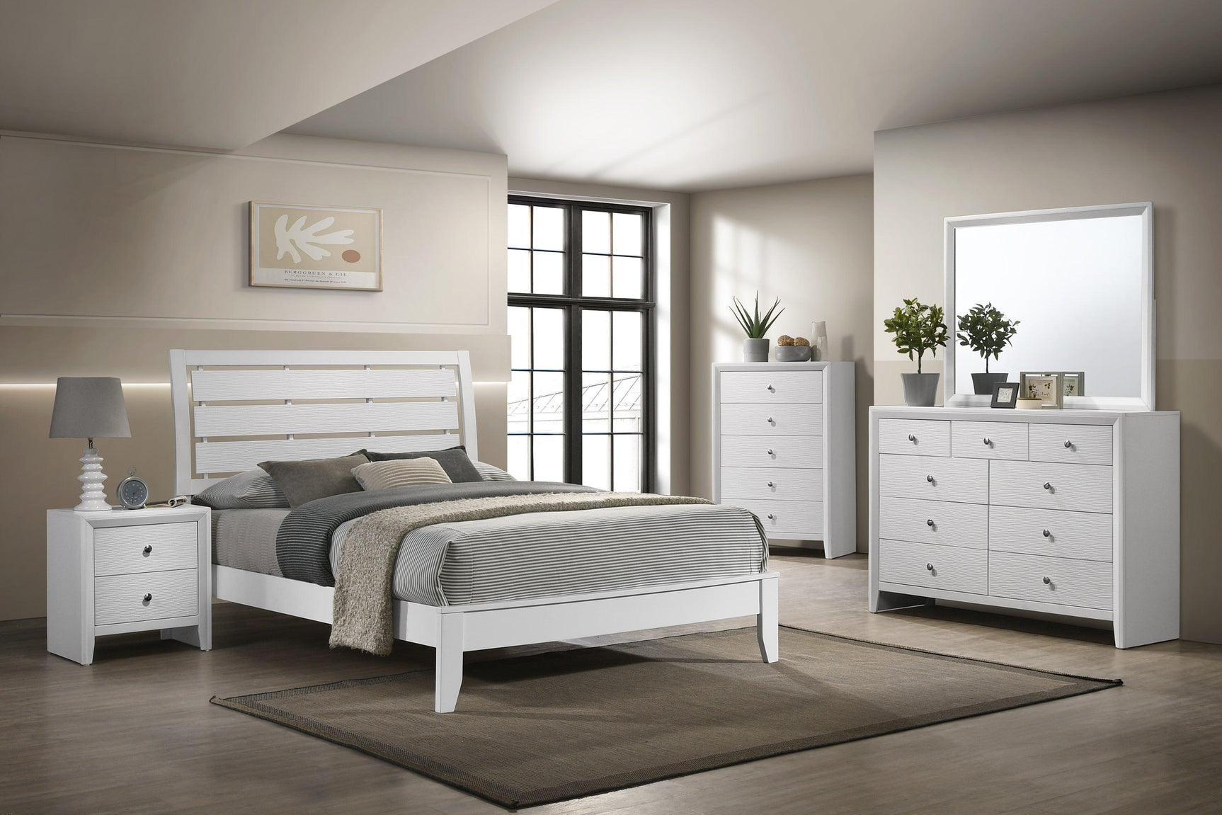 Evan bedroom set white wide angle