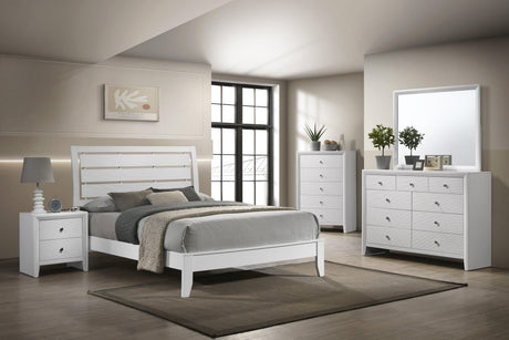 Evan White Modern Contemporary Wood Veneer Queen Sleigh Bed