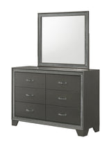 Close-up of metal hardware on Kaia Gray Night Stand drawer