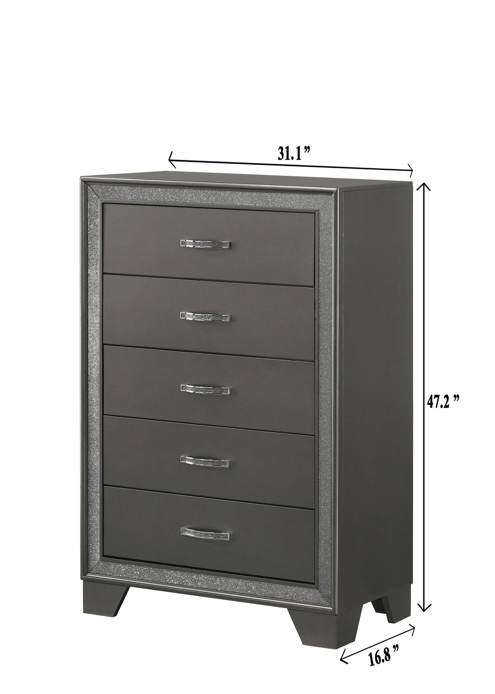 Kaia Gray Night Stand with 2 Spacious Drawers
