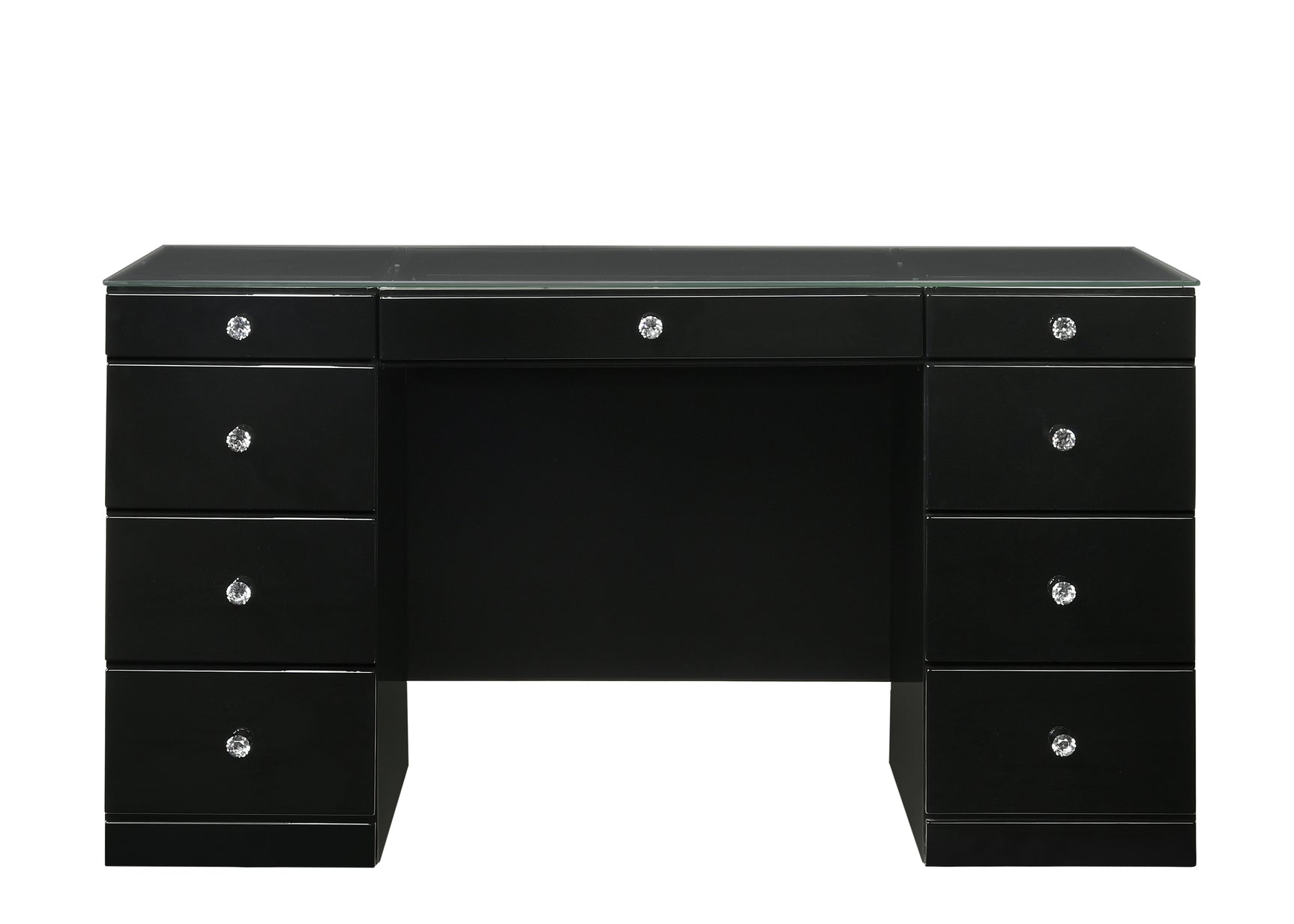 Close-up of vanity base drawer