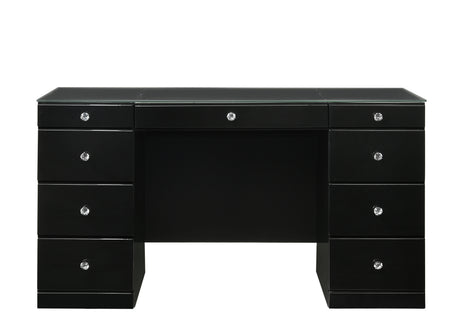 Close-up of vanity base drawer