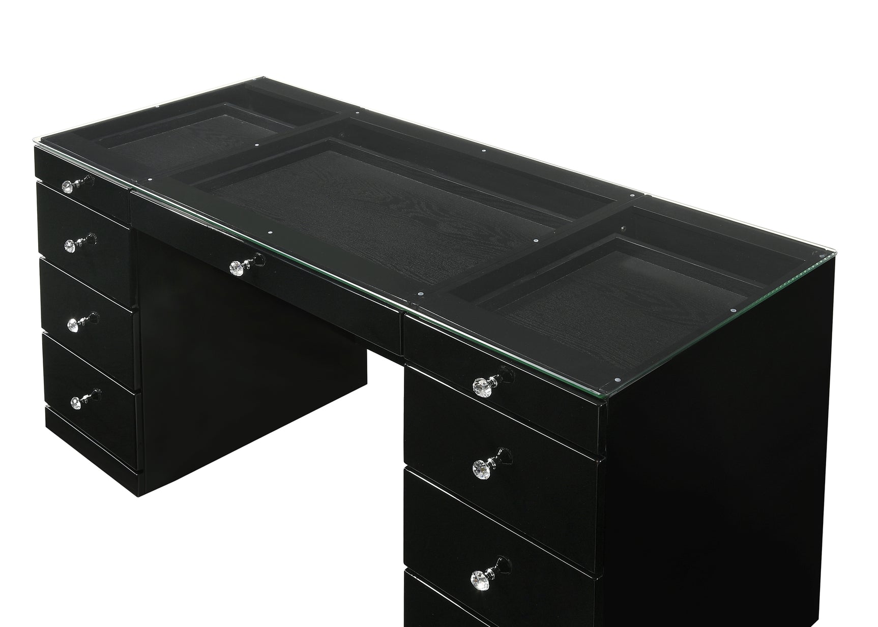 Tempered glass vanity top detail
