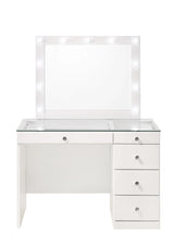 Close-up of white tempered glass vanity top
