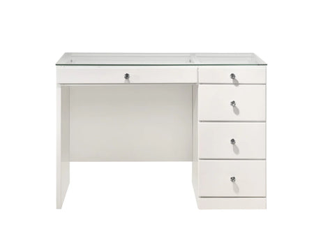 White vanity set in modern bathroom setting