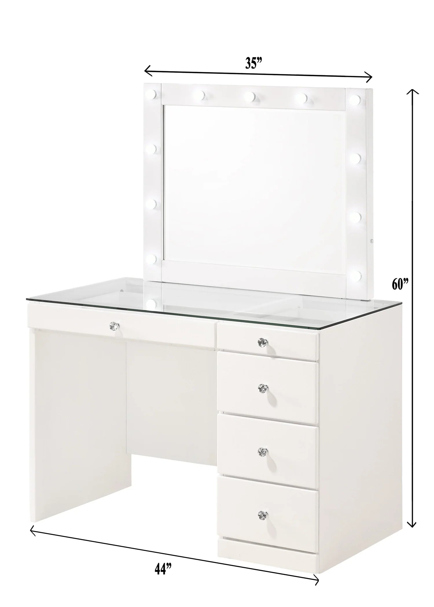 Morgan Vanity Set with storage drawers open