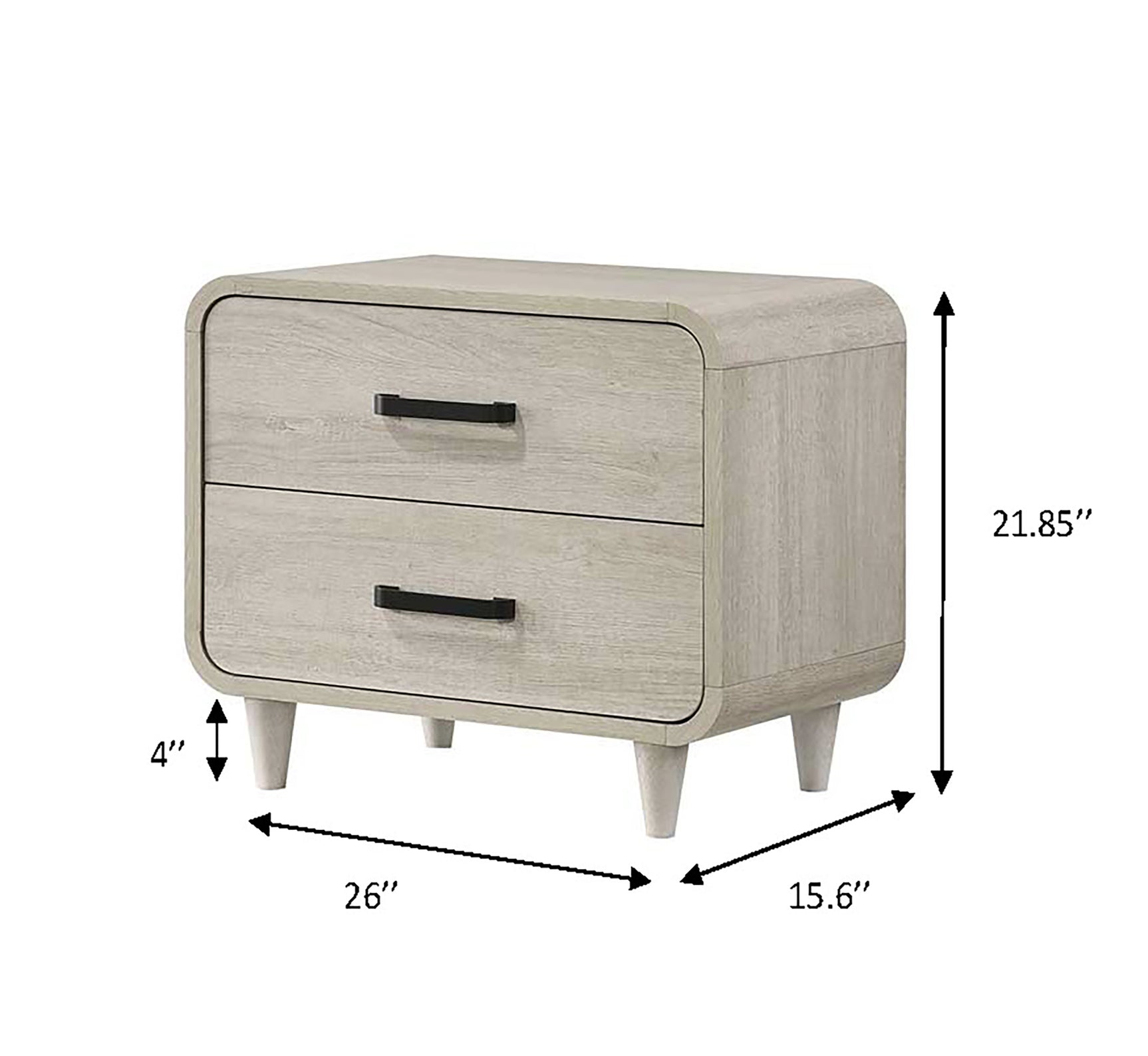 Nyomi White Upholstered Panel Bedroom Set bedroom view with nightstand