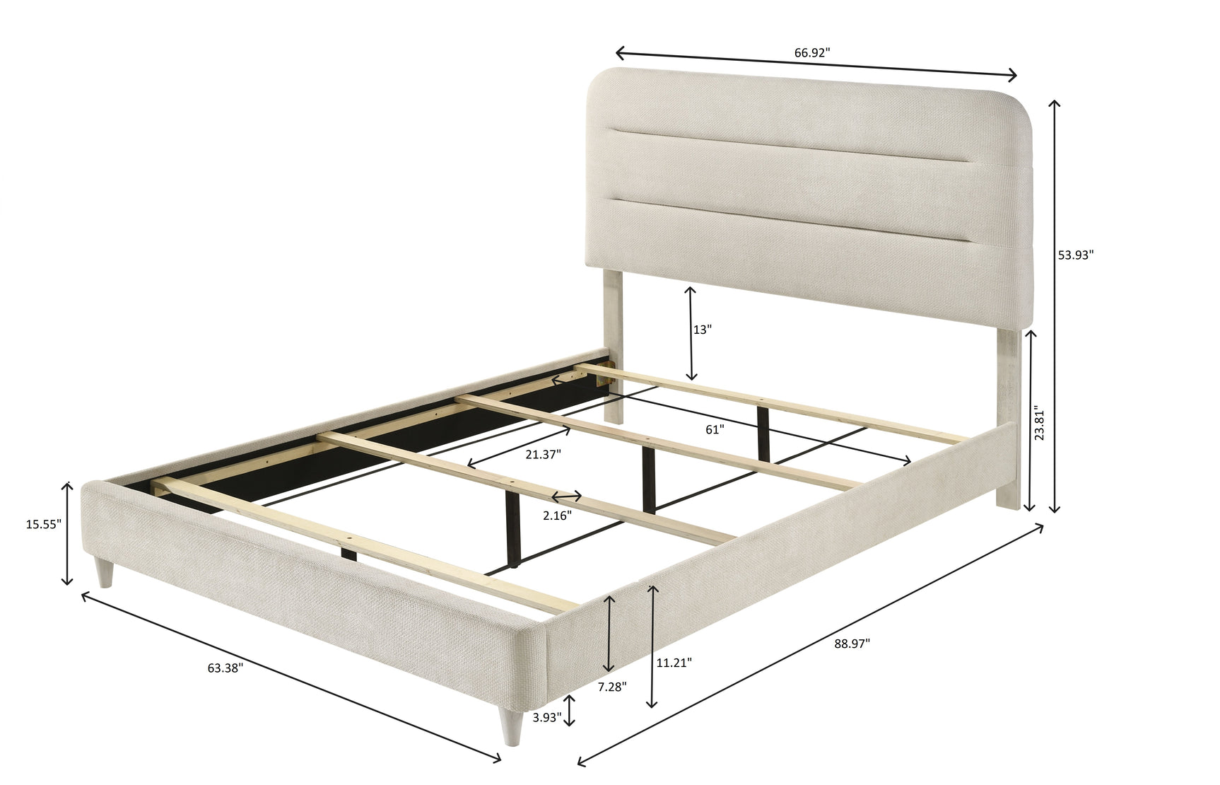 Nyomi White Upholstered Panel Bedroom Set main front view of Queen bed