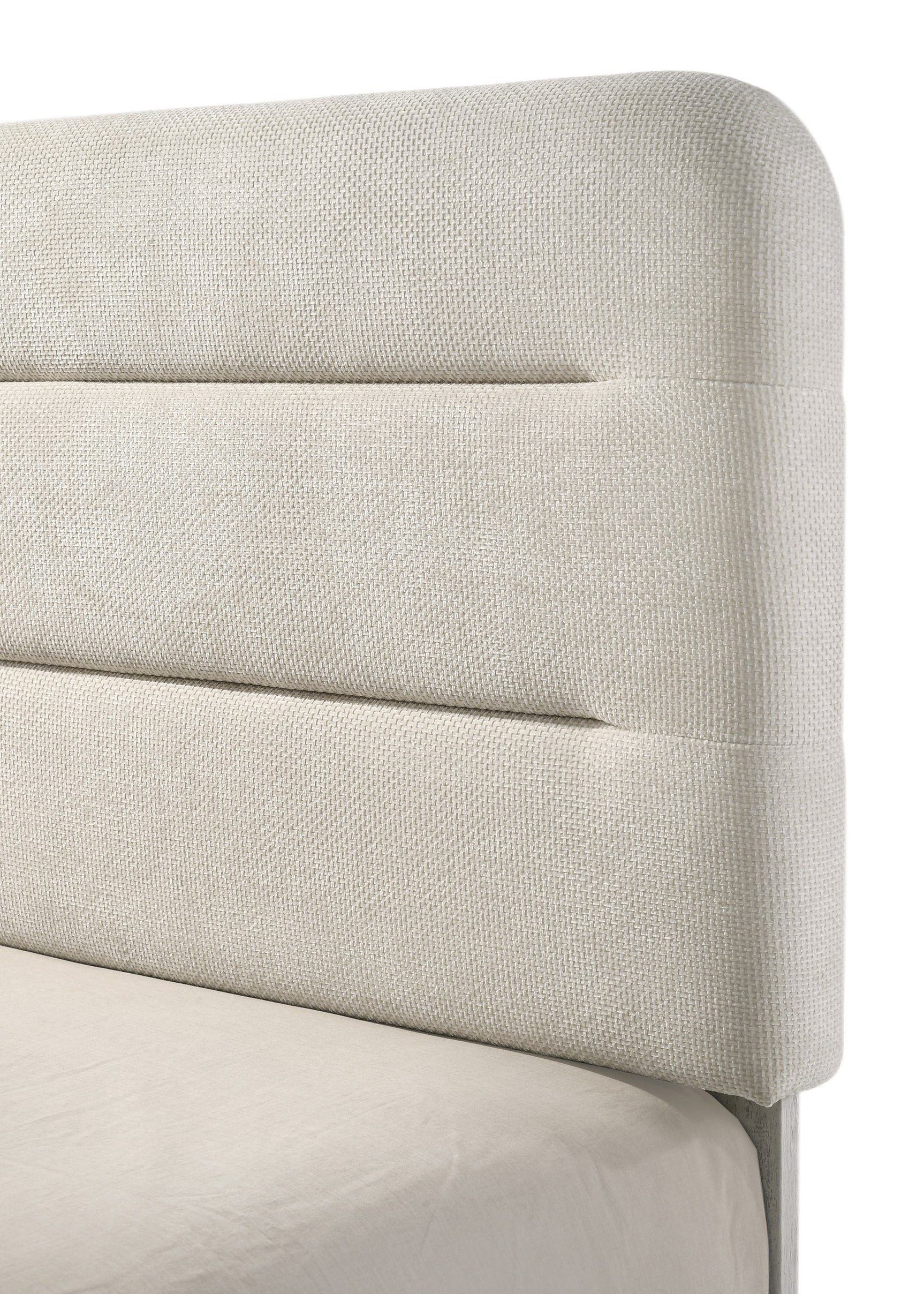 Nyomi White Upholstered King Panel Bed front view
