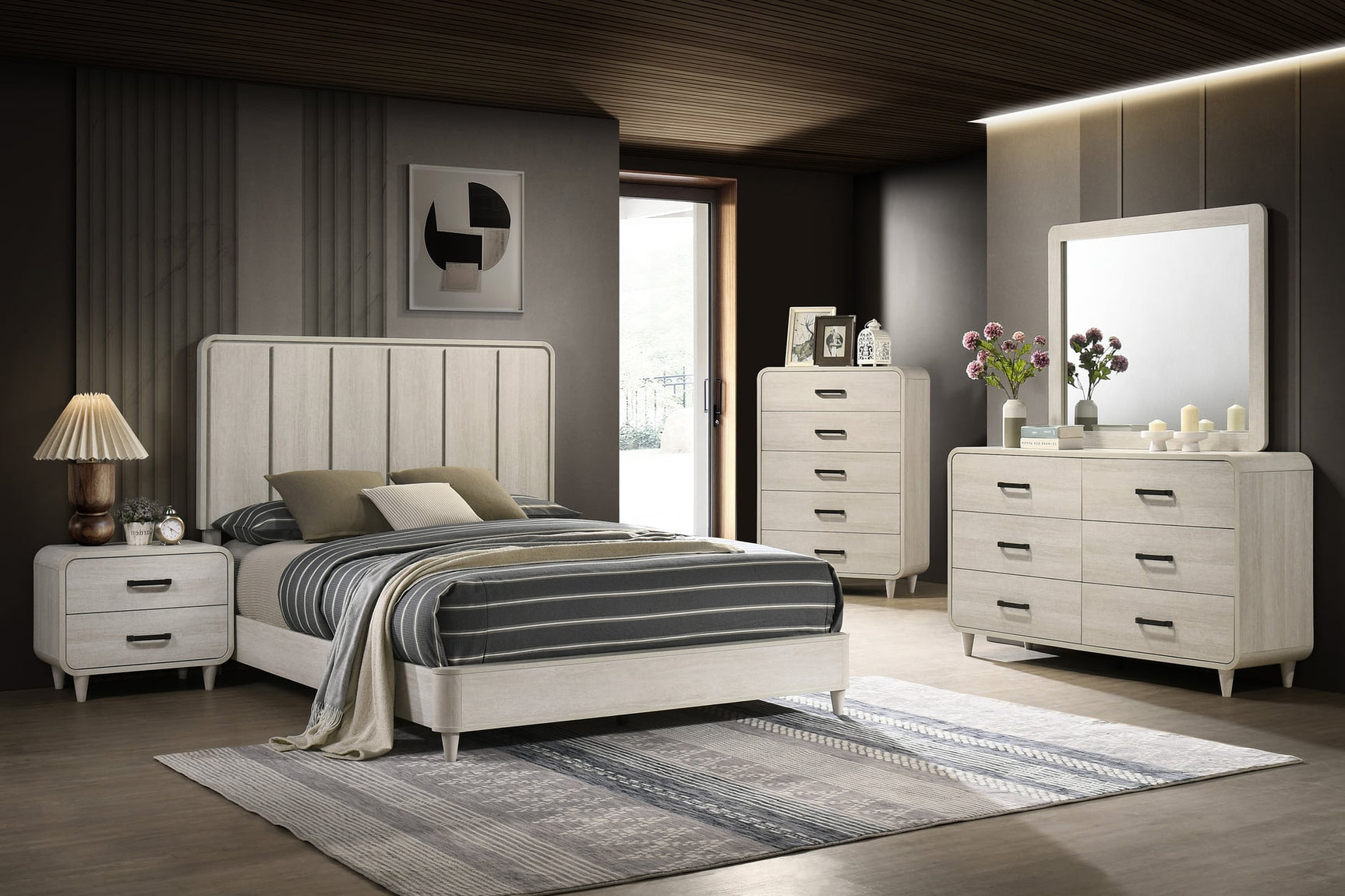 Nyomi White Panel Queen Bed view 2
