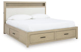 Side angle of Calmoro King Bookcase Bed showing drawers