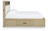 Cushioned fabric panel headboard of Calmoro Gray Queen Bed