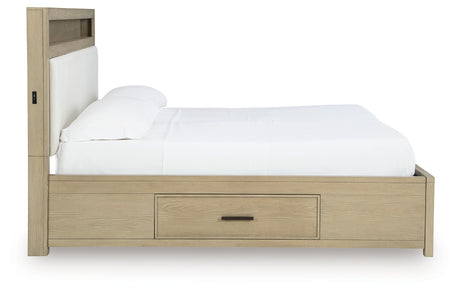 Side profile of Calmoro King Bookcase Bed