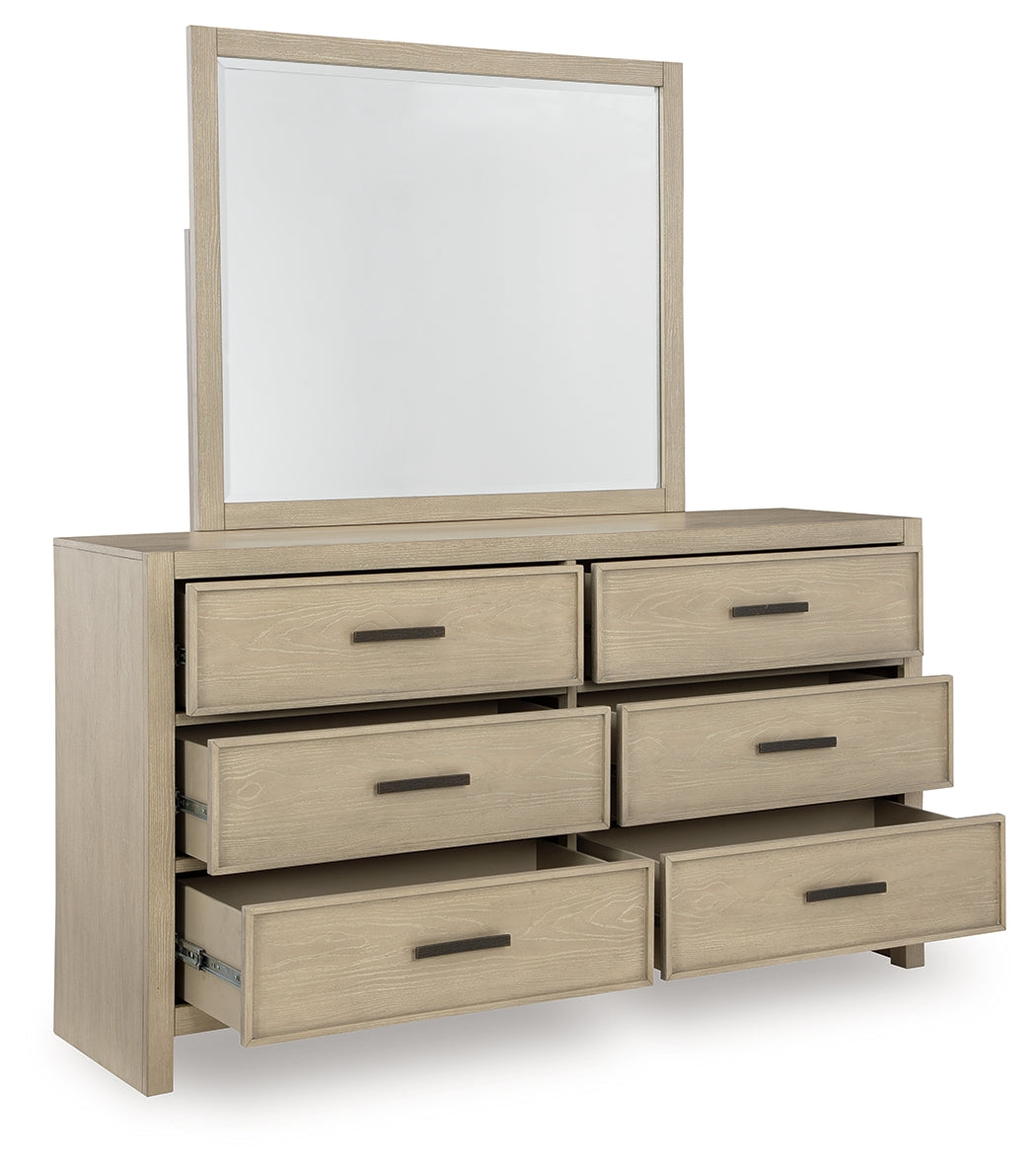 Close-up of drawer detail and metal bar pulls