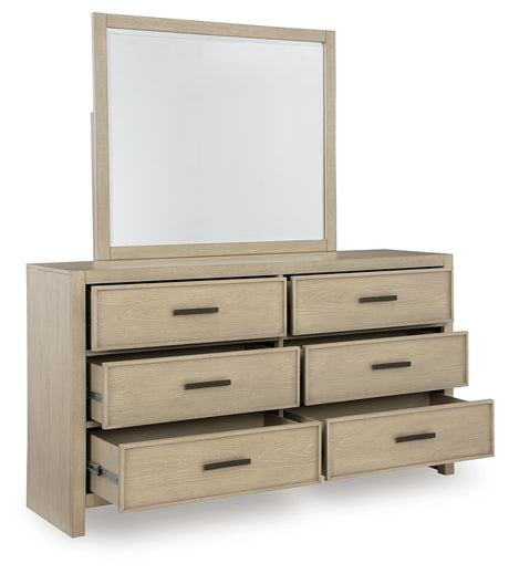 Close-up of drawer detail and metal bar pulls