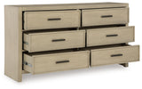 Calmoro Gray Dresser side angle with open drawers showing interior