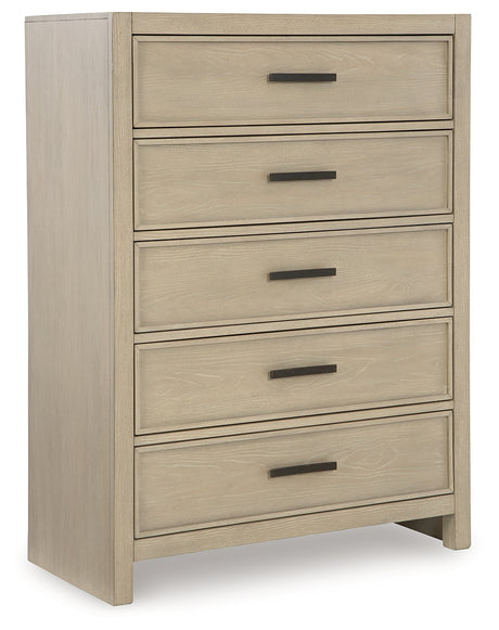 Calmoro Gray Chest of Drawers angled closed drawer