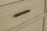 Close-up of Calmoro Gray Dresser metal bar handle
