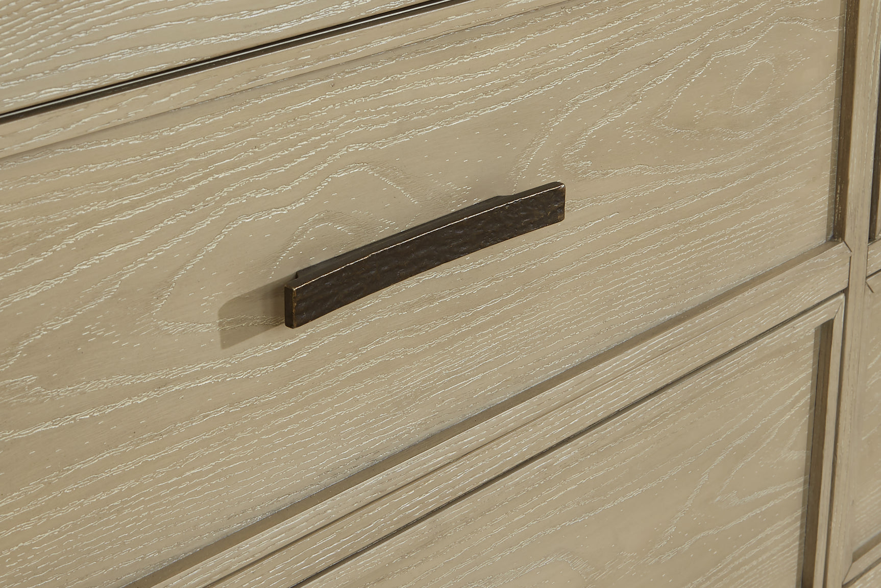 Calmoro Gray Chest of Drawers blackened steel handle detail