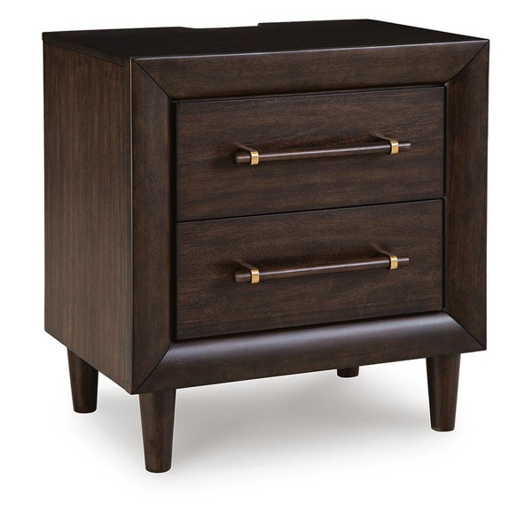 Dantenton Merlot Nightstand front angle with drawers closed