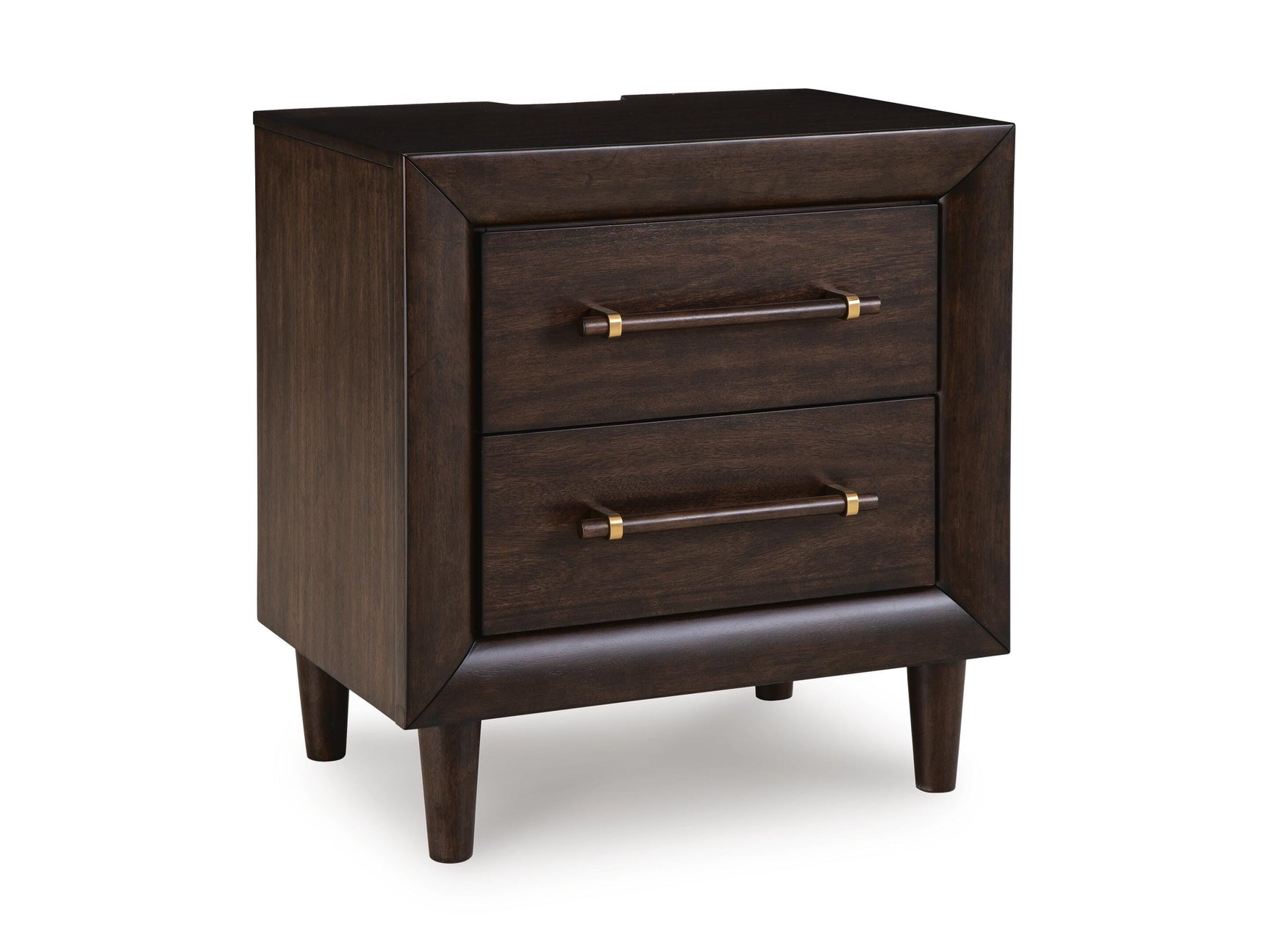 Dantenton Nightstand side angle showing tapered legs