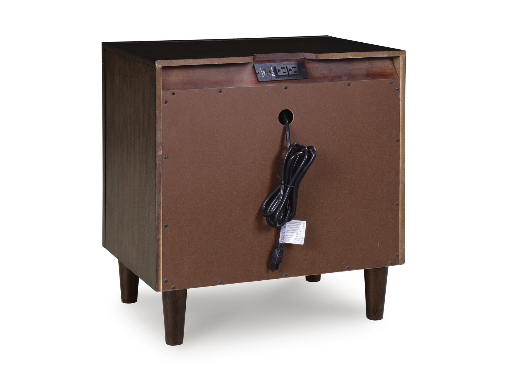 Dantenton Nightstand back view in merlot finish