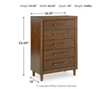 Lyncott Brown Upholstered Bedroom Set dimension view