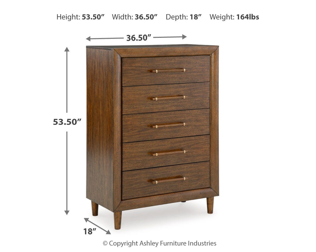 Lyncott Brown Upholstered Bedroom Set dimension view