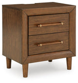 Lyncott Brown Upholstered Bedroom Set angled view