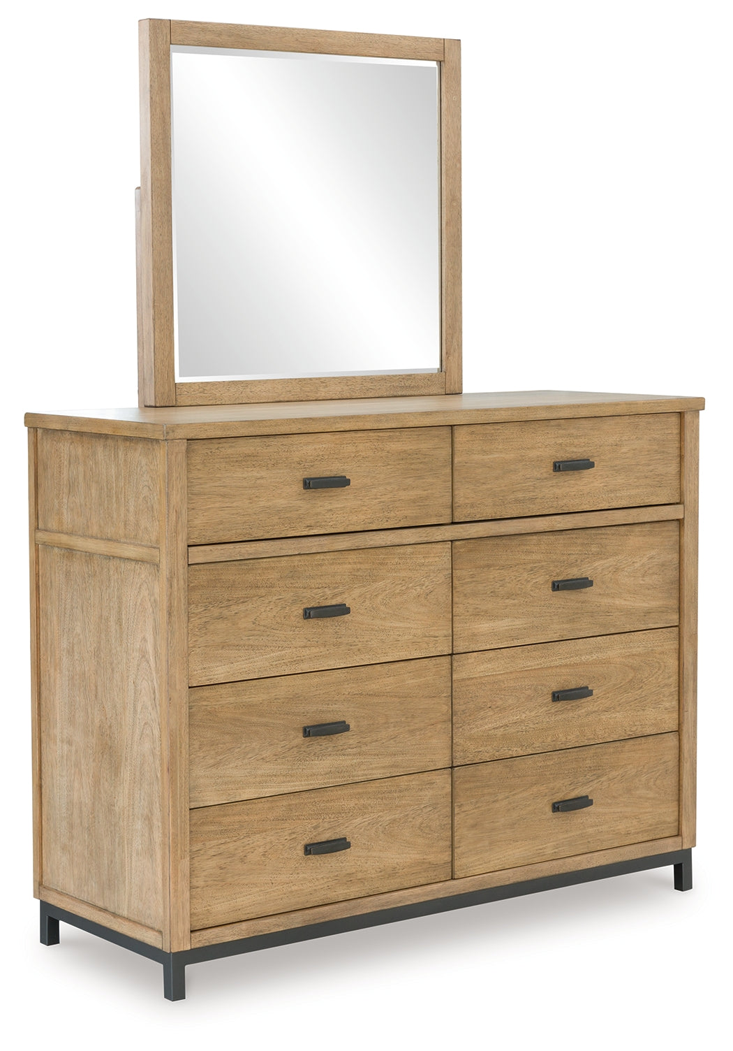 Tomtyn dresser and attached mirror, closed drawer view from side