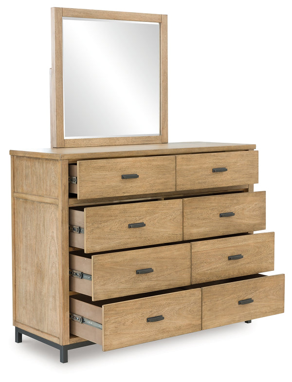 Tomtyn light brown dresser with eight drawers, angled front view