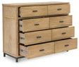 Tomtyn light brown dresser angled view with drawer open