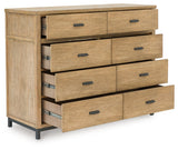 Tomtyn light brown dresser angled view with drawer open