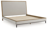 Tomtyn queen upholstered bed head-on view