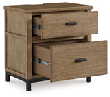 Tomtyn Nightstand angled side view with drawers open