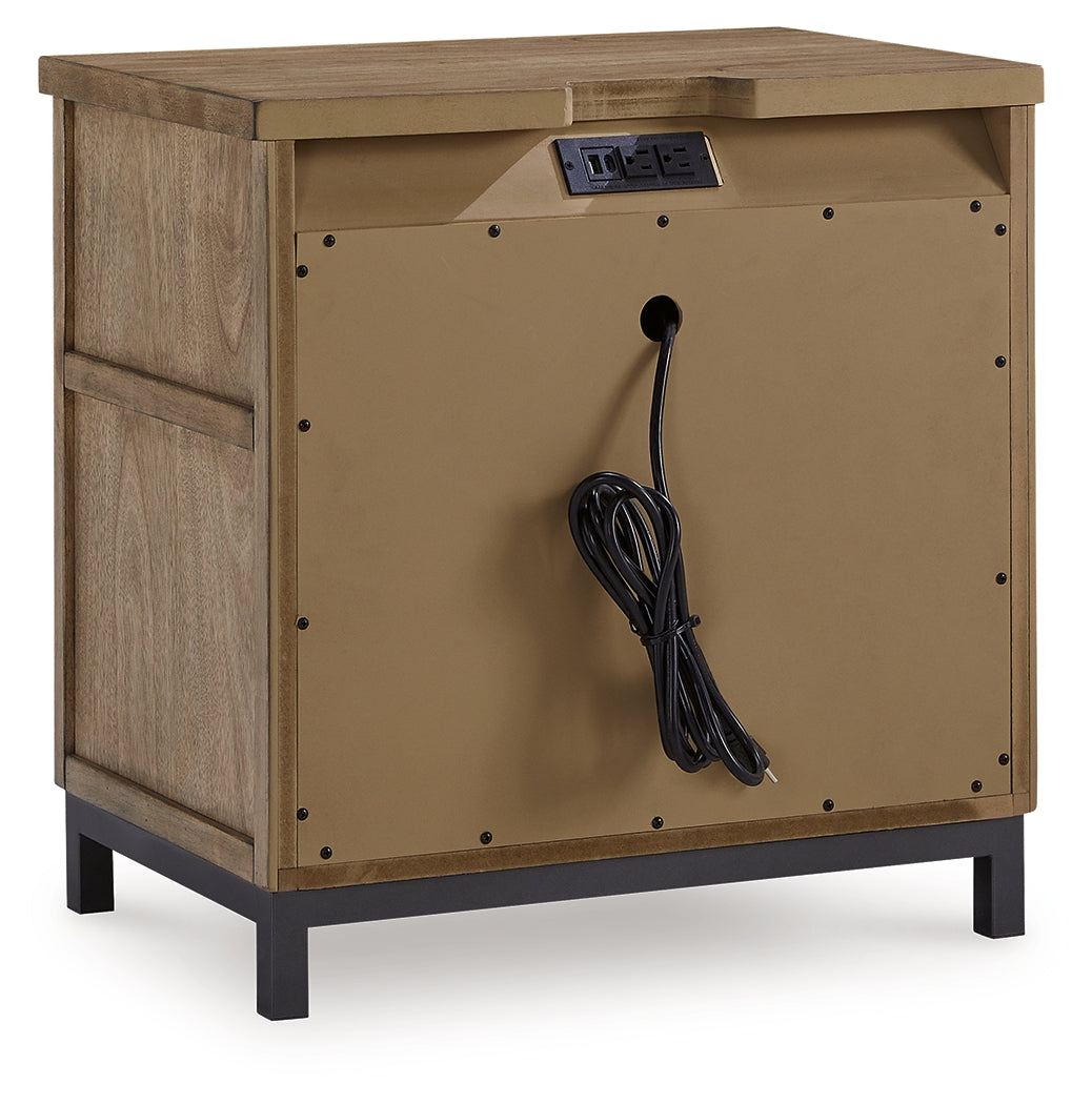 Rear view of Tomtyn Nightstand showing back panel