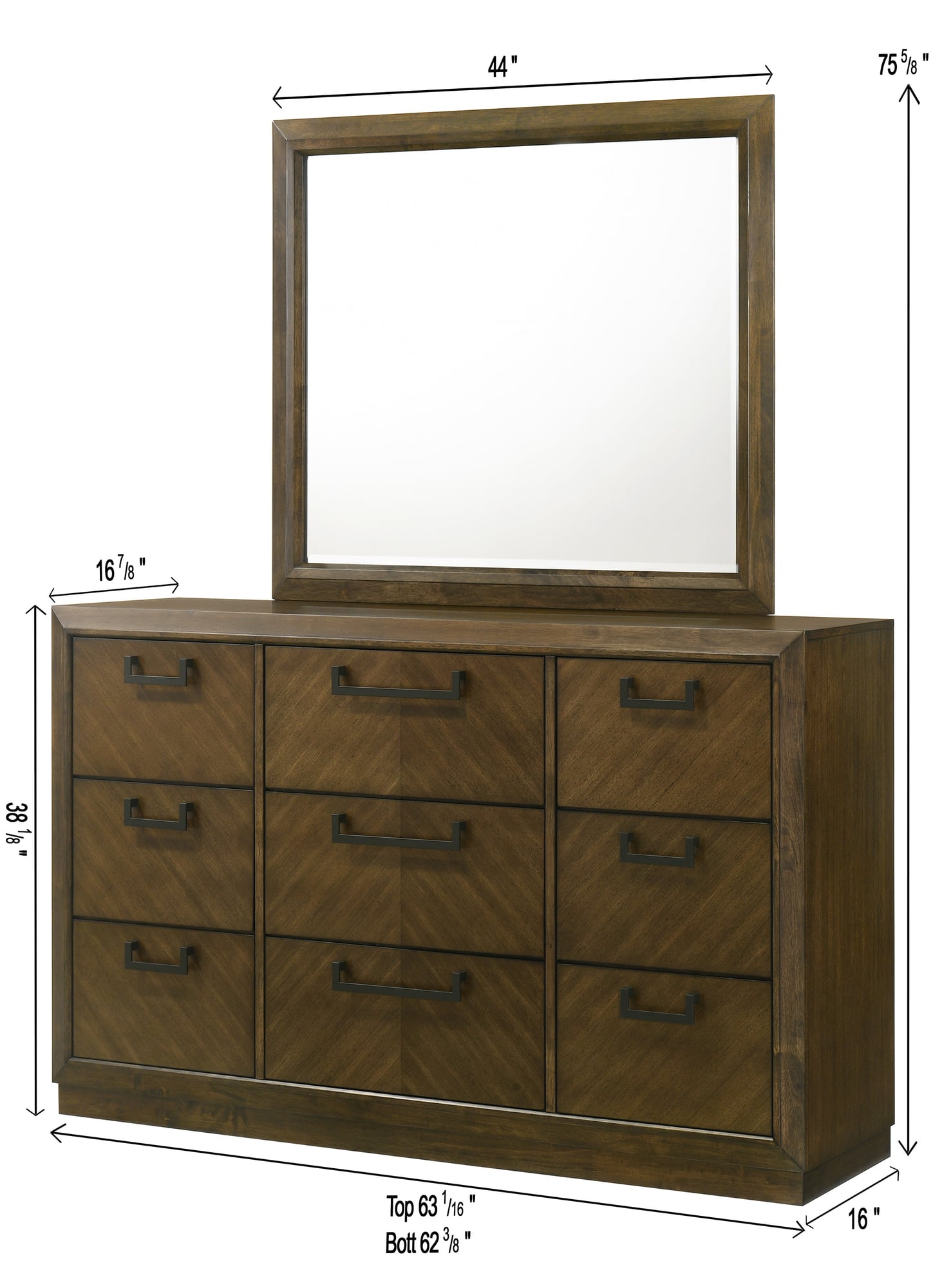 Lakecrest Brown Dresser and Mirror view 3