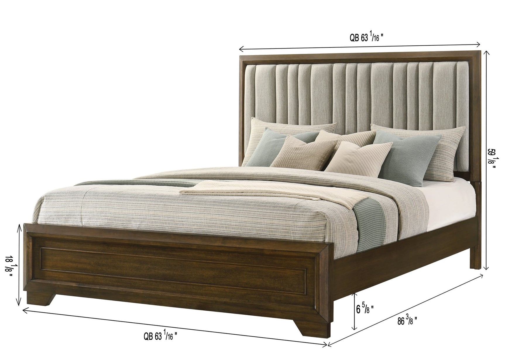 Lakecrest Brown Upholstered Panel Queen Bed view 4