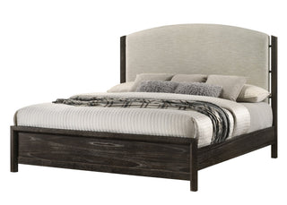 Ethel Dark Brown Upholstered Panel King Bed from Decor Furniture