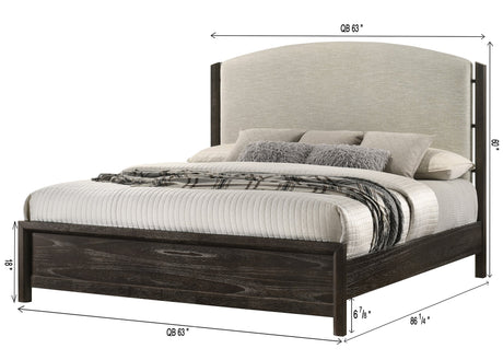 Ethel Dark Brown Upholstered Panel Queen Bed view 4
