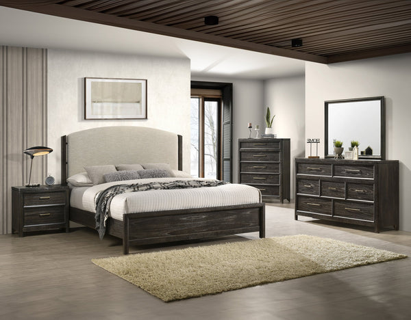 Ethel Dark Brown Upholstered Panel Bedroom Set from Decor Furniture