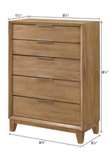 Side view of Florian light brown upholstered bed with storage