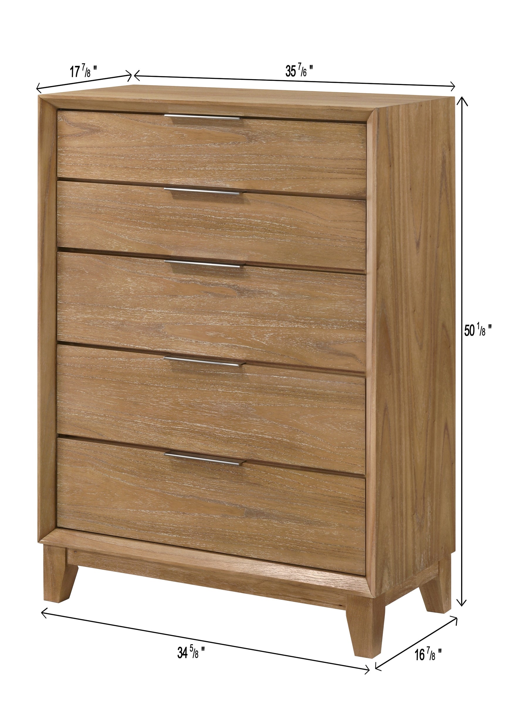 Side view of Florian light brown upholstered bed with storage