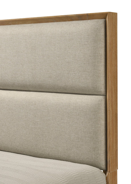 Florian light brown upholstered bedroom set main view